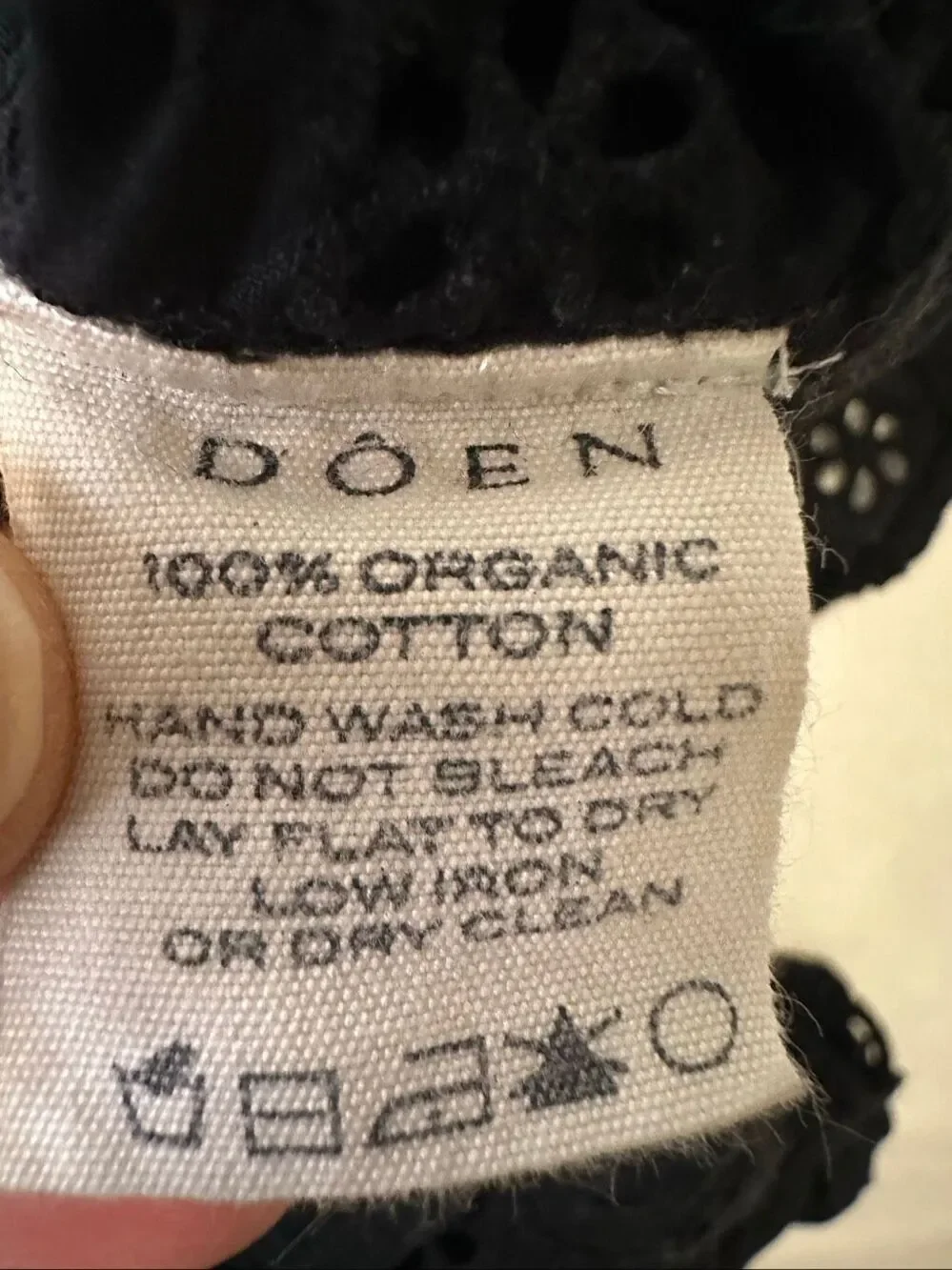 Doen Nera Eyelet Top Black Organic Cotton Puff Sleeve Peplum Blouse XS